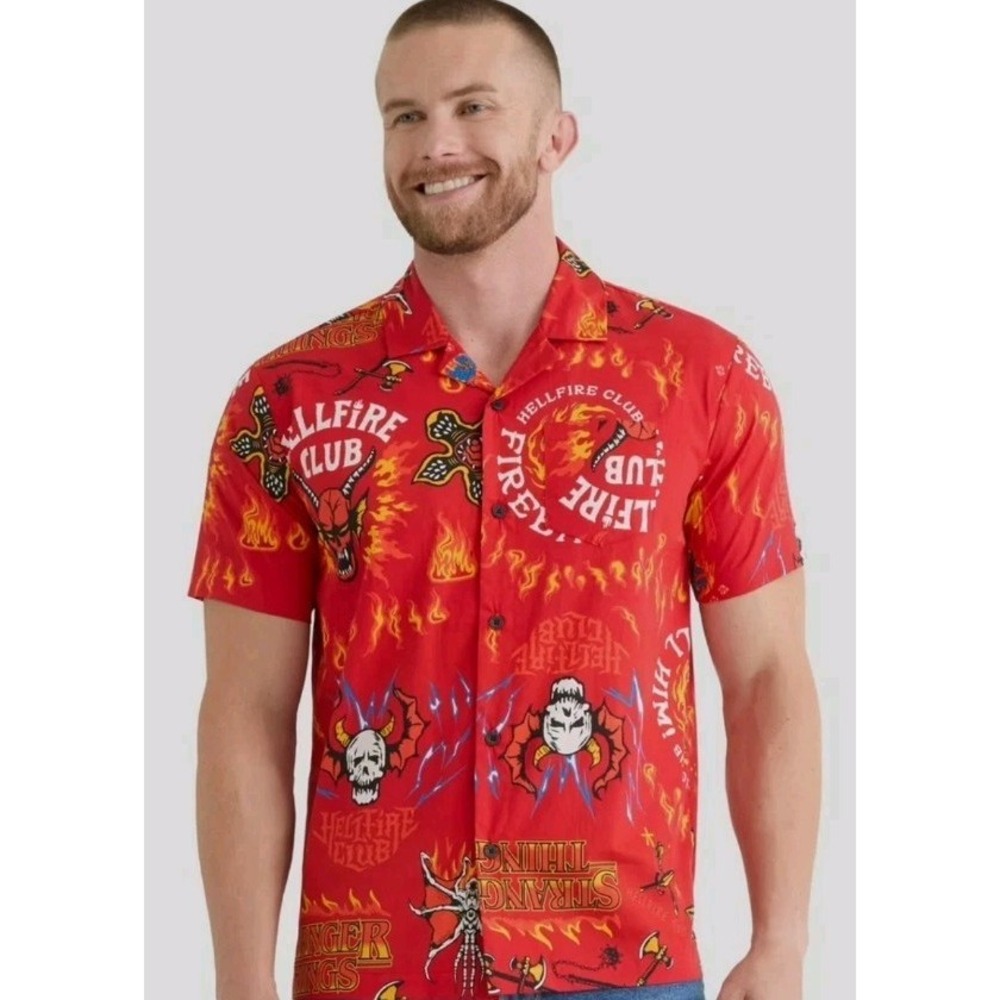 Stranger Things Hellfire Club Button Short Sleeve… - image 13